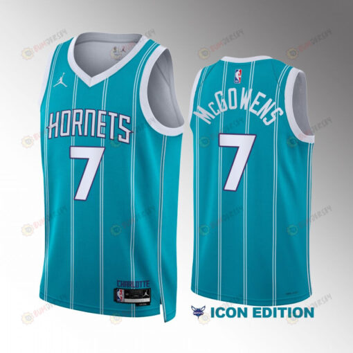 Bryce McGowens 7 Charlotte Hornets Teal Men Jersey 2022-23 Icon Edition Swingman