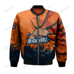 Bucknell Bison Bomber Jacket 3D Printed Basketball Net Grunge Pattern