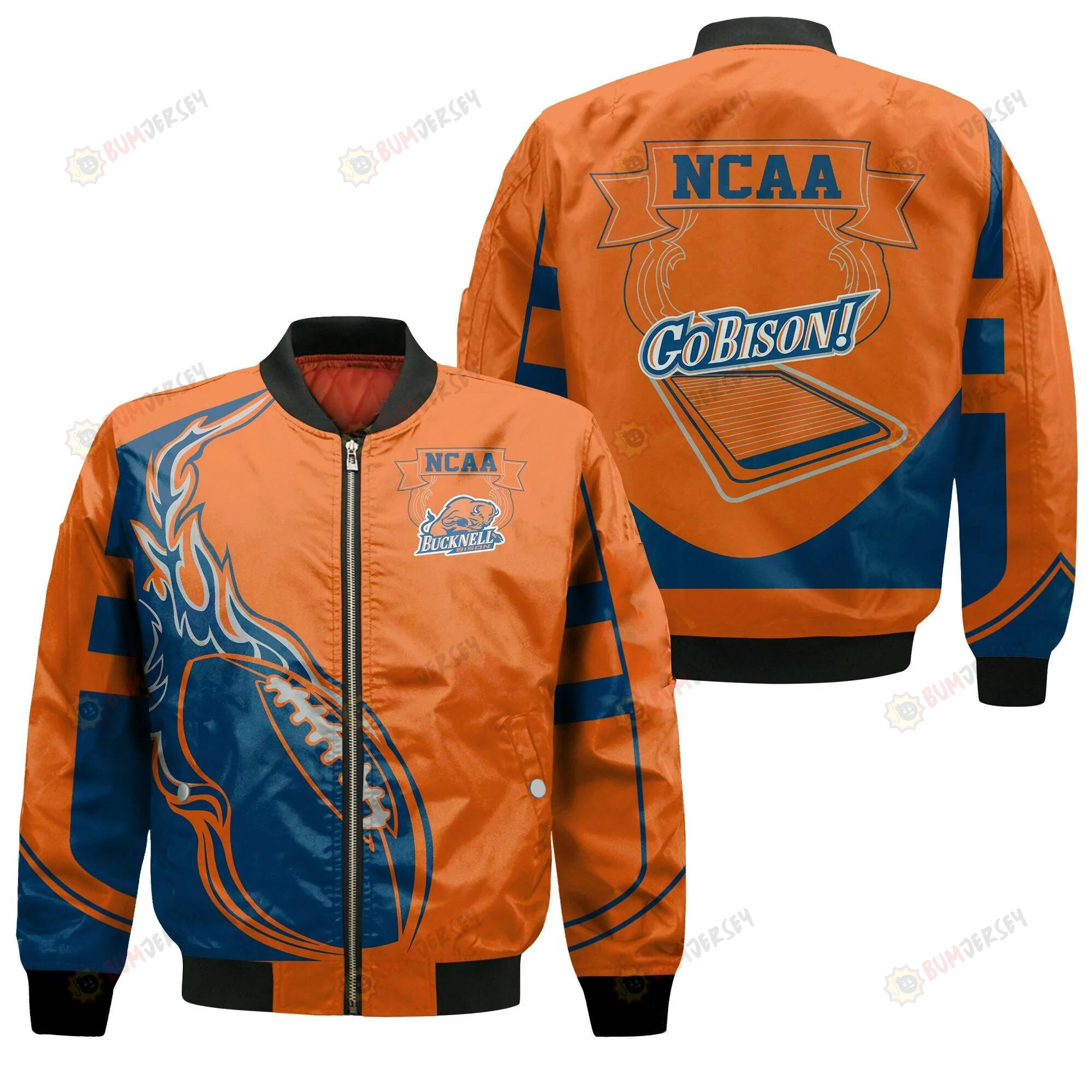 Bucknell Bison Bomber Jacket 3D Printed - Fire Football