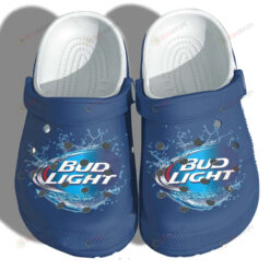 Bud Light Beer Logo Crocs Classic Clogs Shoes In Navy - AOP Clog
