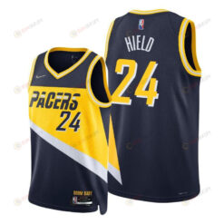 Buddy Hield 24 Indiana Pacers 2022 City Edition Blue Jersey Diamond Badge - Men Jersey