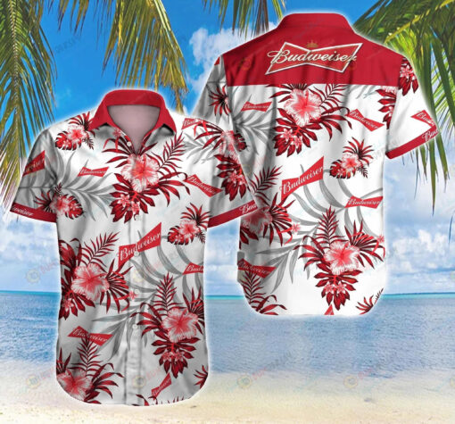 Budweiser Beer Short Sleeve Curved Hawaiian Shirt