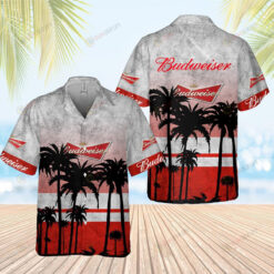 Budweiser Palm Tree Pattern Hawaiian Shirt