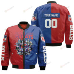 Buffalo Bills All Time Greats Players Pattern Bomber Jacket - Red And Blue