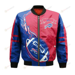 Buffalo Bills Bomber Jacket 3D Printed Flame Ball Pattern