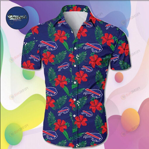 Buffalo Bills Curved Hawaiian Shirt Dnstyles In Navy Blue