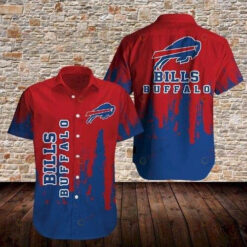 Buffalo Bills Curved Hawaiian Shirt Red Blue