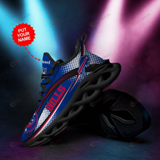 Buffalo Bills Curved Pattern Custom Name 3D Max Soul Sneaker Shoes