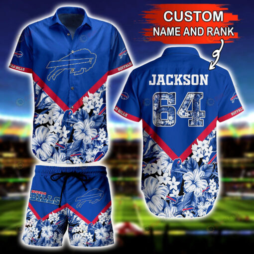 Buffalo Bills Custom Name And Number Floral Hawaiian Shirt Set