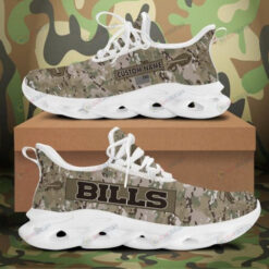 Buffalo Bills Custom Name Army pattern 3D Max Soul Sneaker Shoes