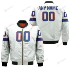 Buffalo Bills Custom Name Number Pattern Bomber Jacket - White