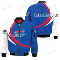 Buffalo Bills Graphic Curve Pattern Bomber Jacket - Blue/ White