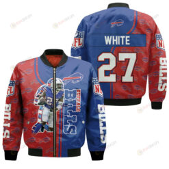 Buffalo Bills Great Player Pattern Bomber Jacket - Red And Blue