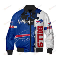 Buffalo Bills Heart ECG Line Pattern Bomber Jacket - Blue/ White