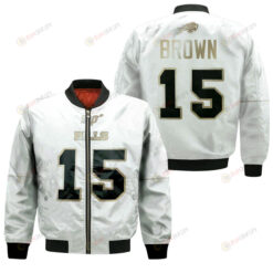 Buffalo Bills John Brown Pattern Bomber Jacket - White