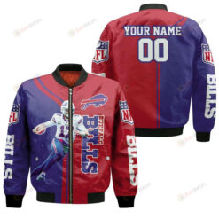 Buffalo Bills Josh Allen Pattern Personalized Bomber Jacket - Red And Purple