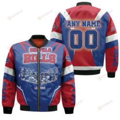 Buffalo Bills Legends With Custom Name Number Bomber Jacket - Navy Blue And Red