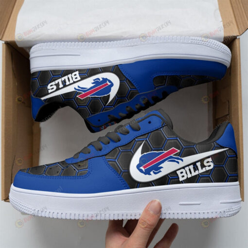 Buffalo Bills Logo Beehive Pattern Air Force 1 Printed In Black Blue