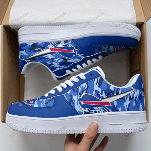 Buffalo Bills Logo Camo Pattern Air Force 1 Printed In Blue