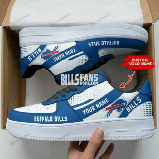 Buffalo Bills Logo Custom Name Air Force 1 Shoes In Blue/White