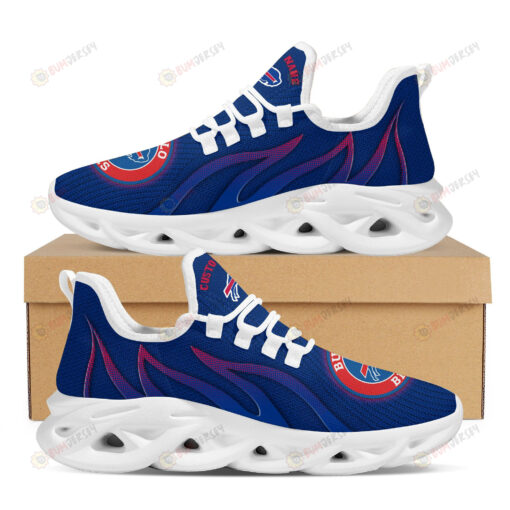 Buffalo Bills Logo Custom Name Pattern 3D Max Soul Sneaker Shoes In Navy Blue