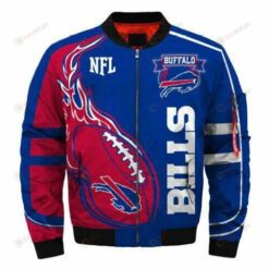 Buffalo Bills Logo Pattern Bomber Jacket - Blue And Red