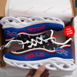 Buffalo Bills Logo Pattern Custom Name 3D Max Soul Sneaker Shoes In Blue And Black