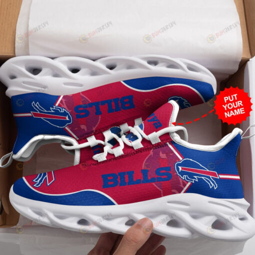 Buffalo Bills Logo Pattern Custom Name 3D Max Soul Sneaker Shoes In Blue And Red