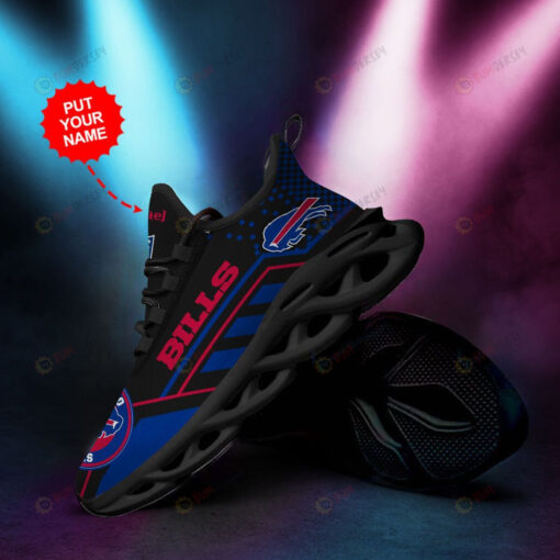 Buffalo Bills Logo Pattern Custom Name 3D Max Soul Sneaker Shoes In Blue Black