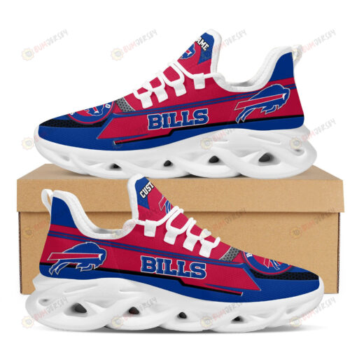 Buffalo Bills Logo Pattern Custom Name 3D Max Soul Sneaker Shoes In Red Blue