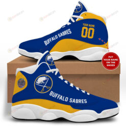 Buffalo Bills Logo Pattern Custom Name Air Jordan 13 Shoes Sneakers In Blue Yellow