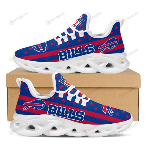 Buffalo Bills Logo Stripe And Stars Pattern 3D Max Soul Sneaker Shoes In Blue