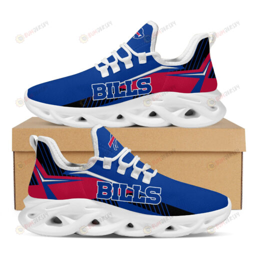 Buffalo Bills Logo Stripe Pattern 3D Max Soul Sneaker Shoes In Blue Red