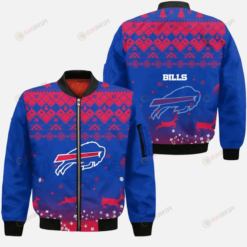 Buffalo Bills Logo With Xmas Vibe Pattern Bomber Jacket- Blue/Red