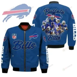Buffalo Bills Players Logo Pattern Bomber Jacket - Blue