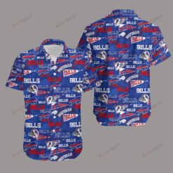 Buffalo Bills Retro AOP Curved Hawaiian Shirt In Blue