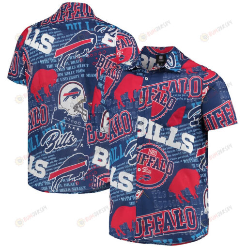 Buffalo Bills Royal Thematic Button-Up Hawaiian Shirt