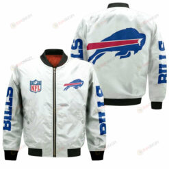 Buffalo Bills Team Logo 3D Pattern Bomber Jacket - White