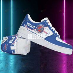 Buffalo Bills Team Logo Air Force 1 Shoes In White And Blue