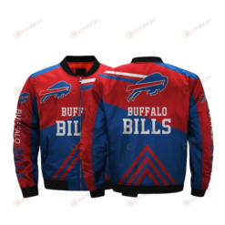 Buffalo Bills Team Logo Pattern Bomber Jacket - Blue And Red