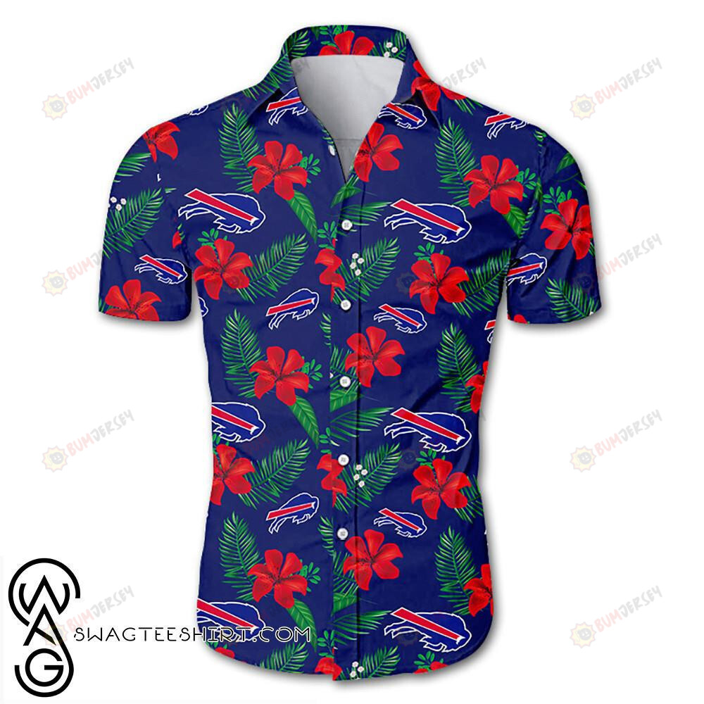 Buffalo Bills Tropical Flower Curved Hawaiian Shirt