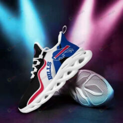 Buffalo Bills Wavy Line Pattern 3D Max Soul Sneaker Shoes In Black Blue white