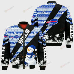 Buffalo Bills Xmas Snowman Pattern Bomber Jacket- Blue/Black
