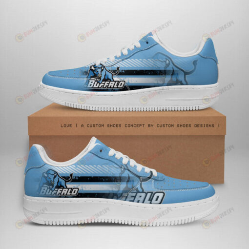 Buffalo Bulls Logo Stripe Pattern Air Force 1 Printed In Blue