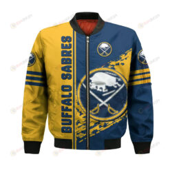 Buffalo Sabres Bomber Jacket 3D Printed Logo Pattern In Team Colours