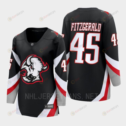 Buffalo Sabres Casey Fitzgerald 45 Black Goathead Third Premier 2022-23 Jersey Women