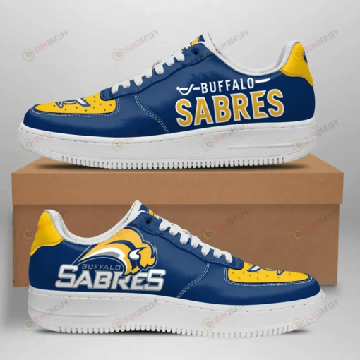 Buffalo Sabres Logo Pattern Air Force 1 Printed In Yellow Blue