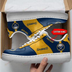 Buffalo Sabres Logo Pattern Custom Name Yellow Blue Air Force 1 Printed