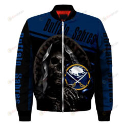 Buffalo Sabres Logo With Skull Pattern Bomber Jacket- Dark Blue