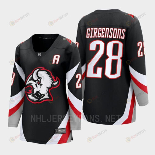 Buffalo Sabres Zemgus Girgensons 28 Black Goathead Third Premier 2022-23 Jersey Women